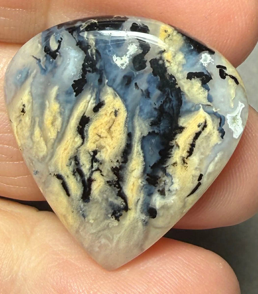 Teardrop 28x26mm Dendritic Tiger Agate Cabochon 58
