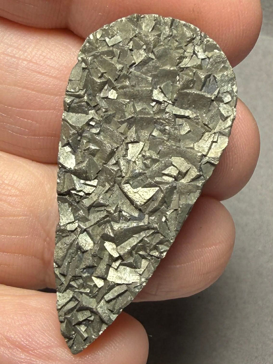 Teardrop 41x19mm Druzy Pyrite Cabochon 25