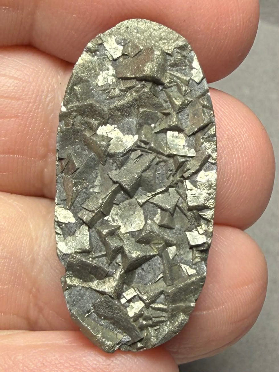Oval 32x15mm Druzy Pyrite Cabochon 29