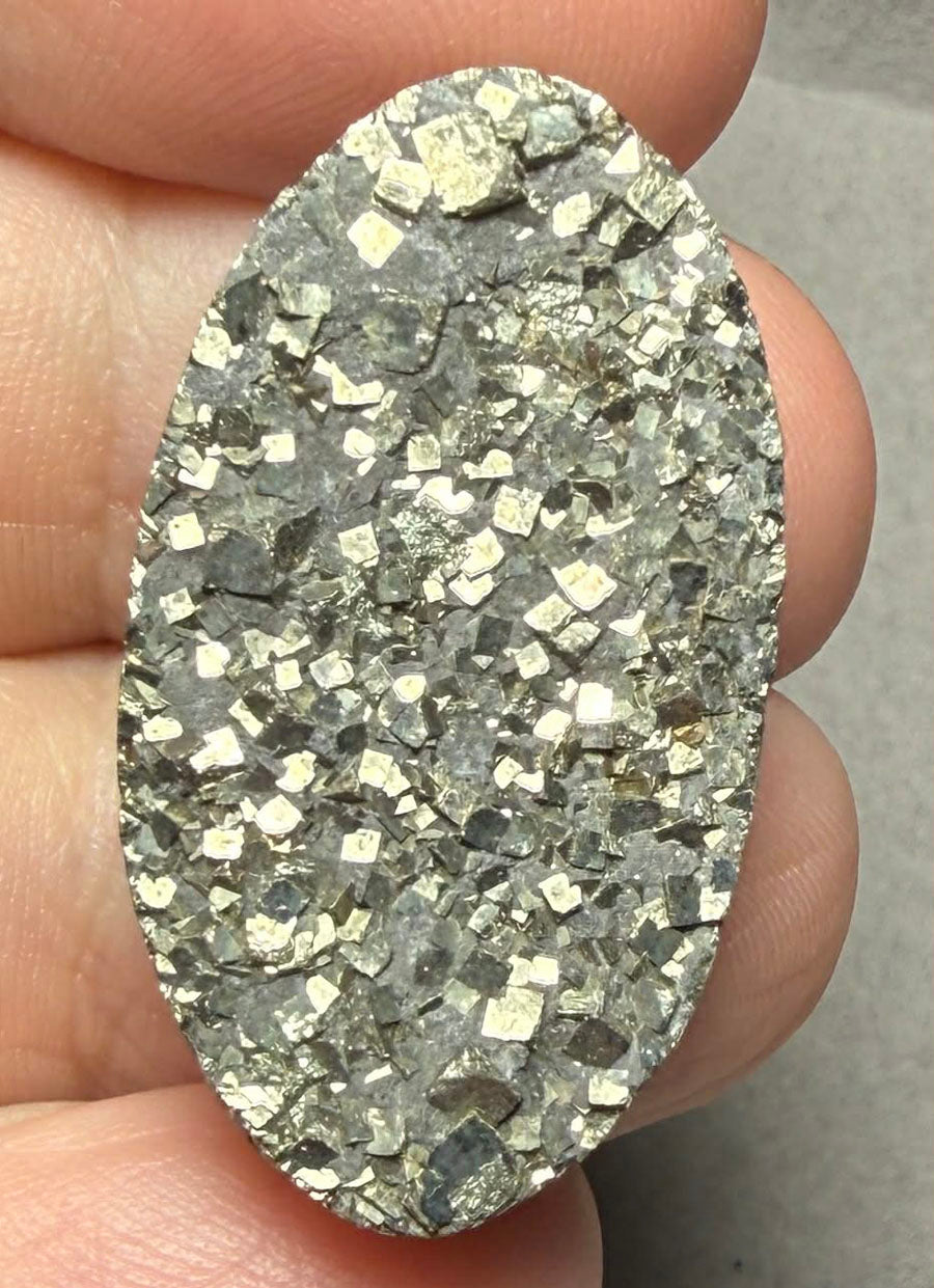 Oval 32x18mm Druzy Pyrite Cabochon 43