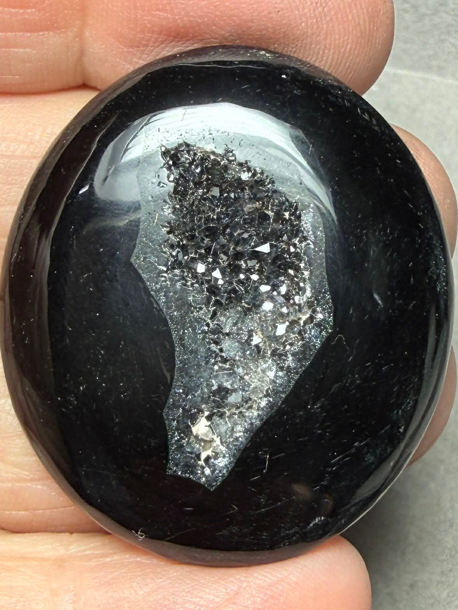 Oval 38x33mm Druzy Window Agate Cabochon 56