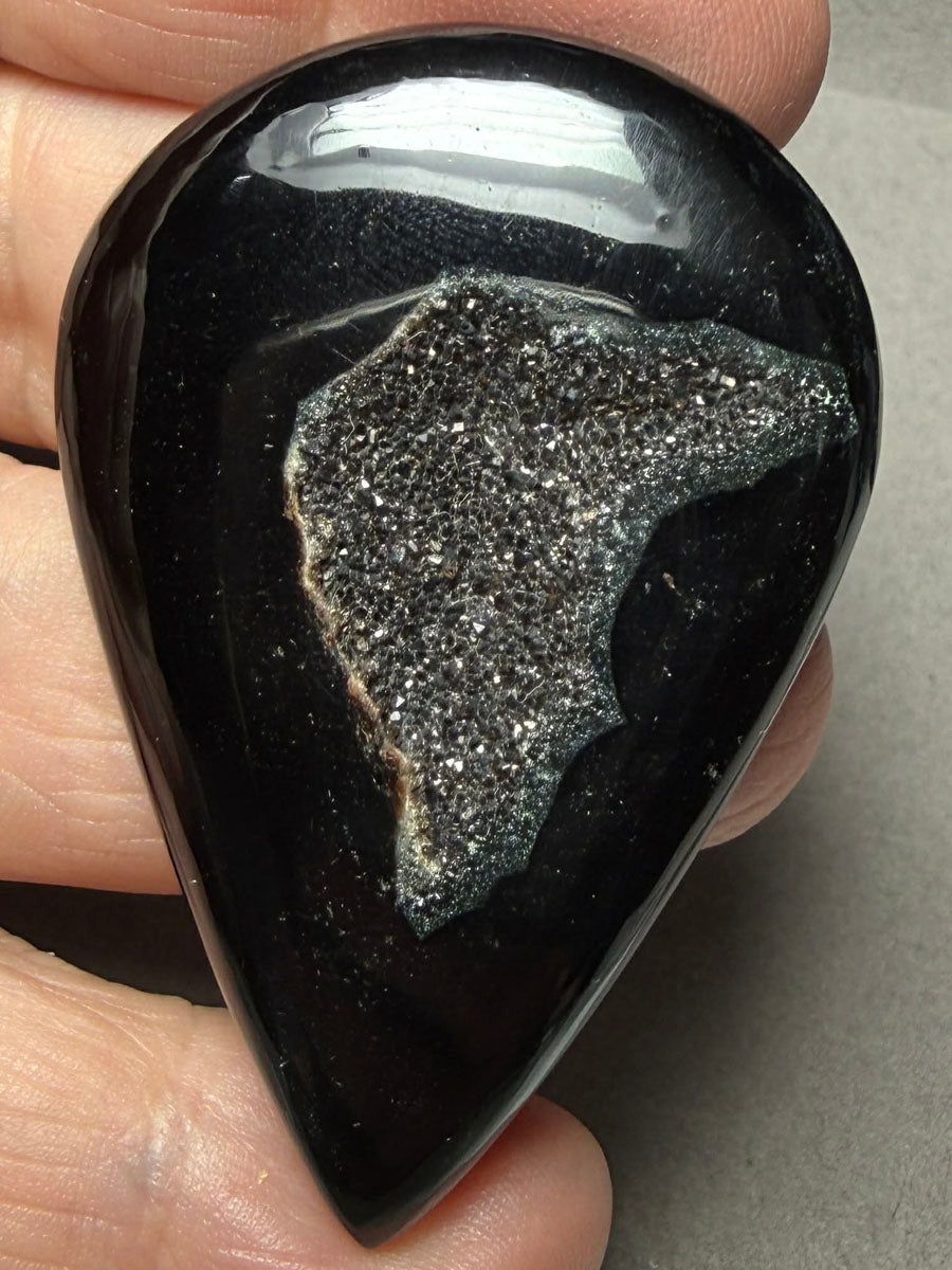 Teardrop 54x37mm Druzy Window Agate Cabochon 62