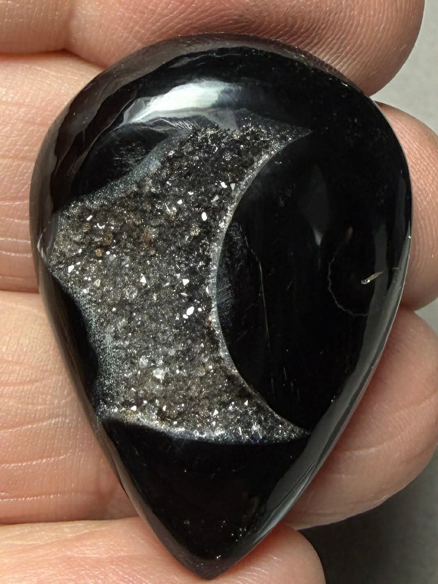 Teardrop 34x24mm Druzy Window Agate Cabochon 67