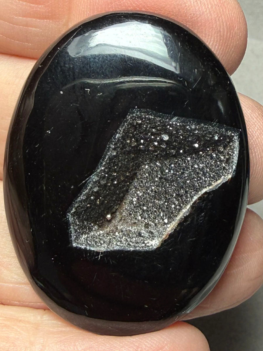 Oval 41x31mm Druzy Window Agate Cabochon 76