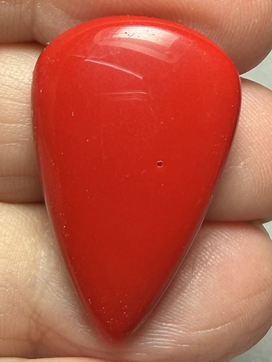 Teardrop 30x19mm Red Coral Cabochon 01