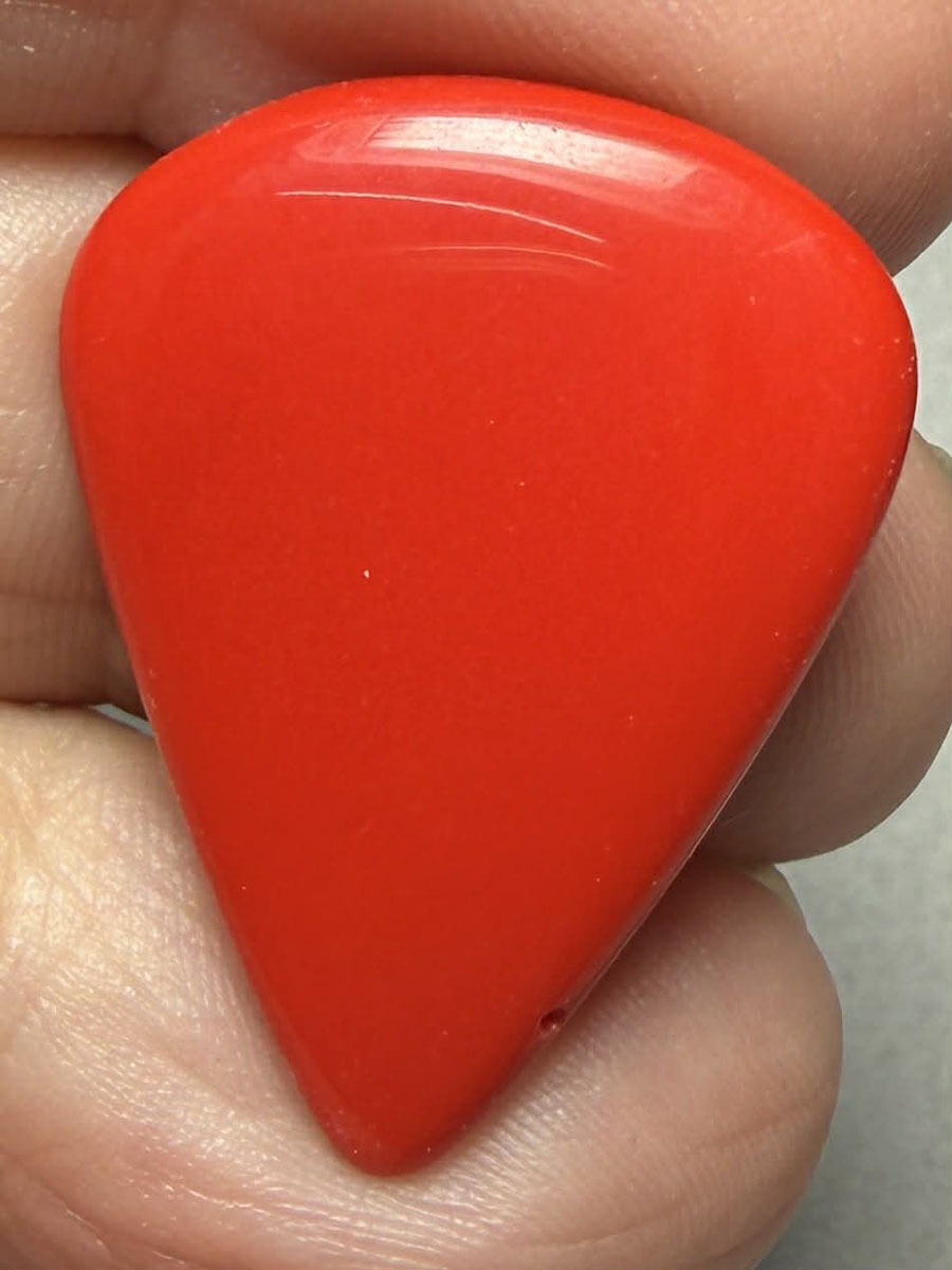 Teardrop 29x22mm Red Coral Cabochon 05