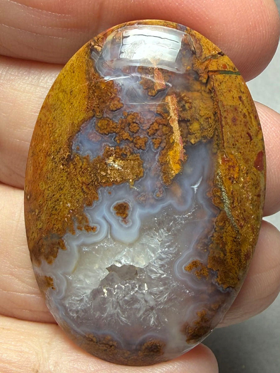 Oval 43x30mm Petrified Wood with Quartz Cabochon 14