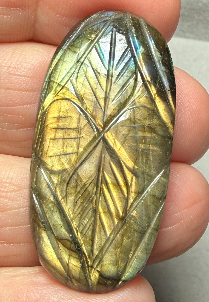 Oval 40x20mm Carved Labradorite Cabochon 11