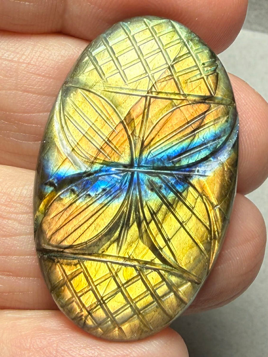 Oval 38x23mm Carved Labradorite Cabochon 14