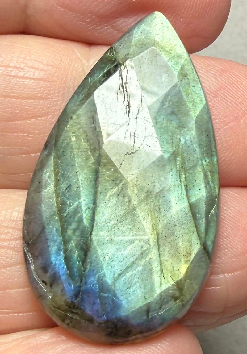 Teardrop 35x20mm Faceted Labradorite Cabochon 30