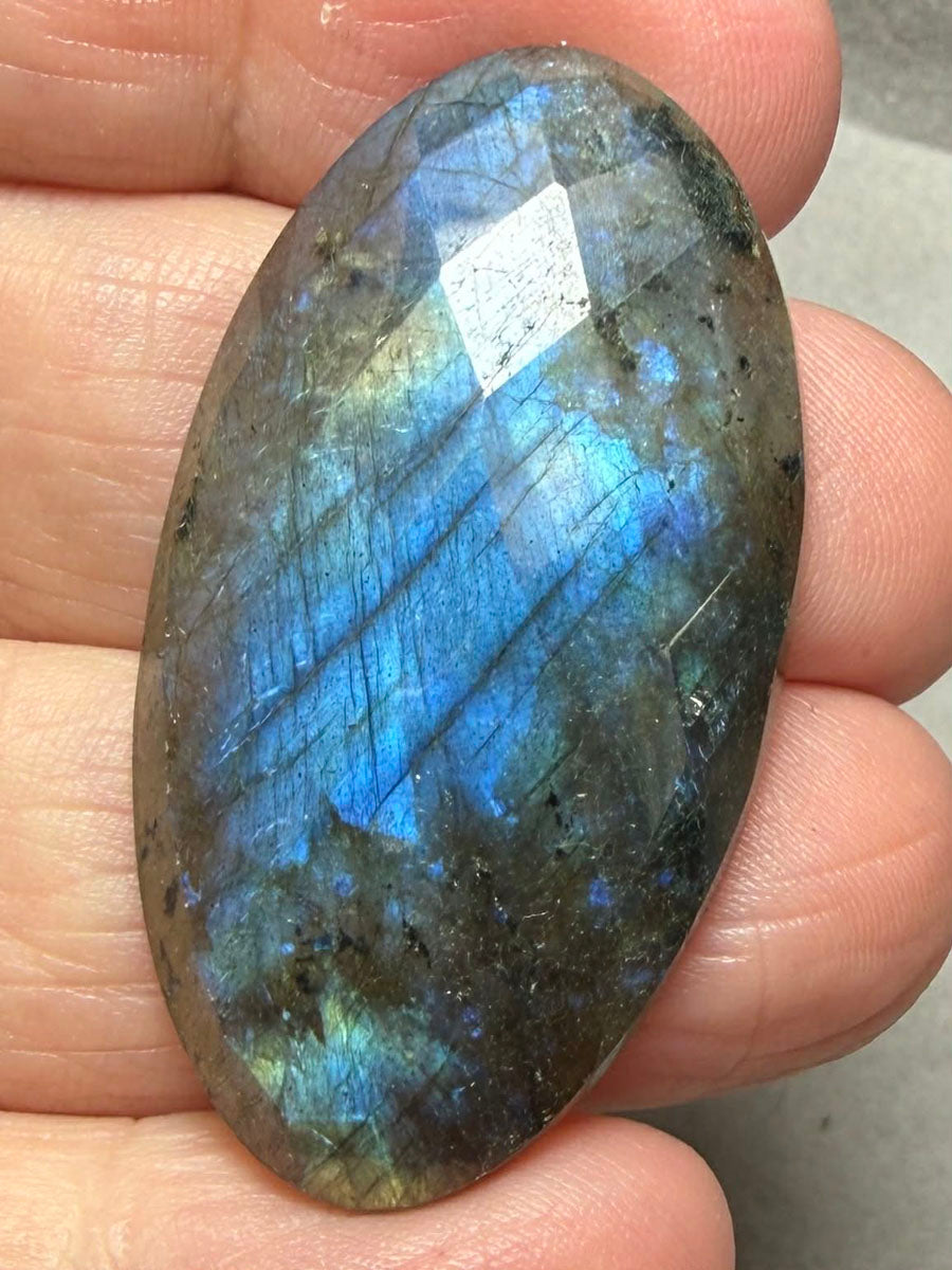 Oval 43x23mm Faceted Labradorite Cabochon 48