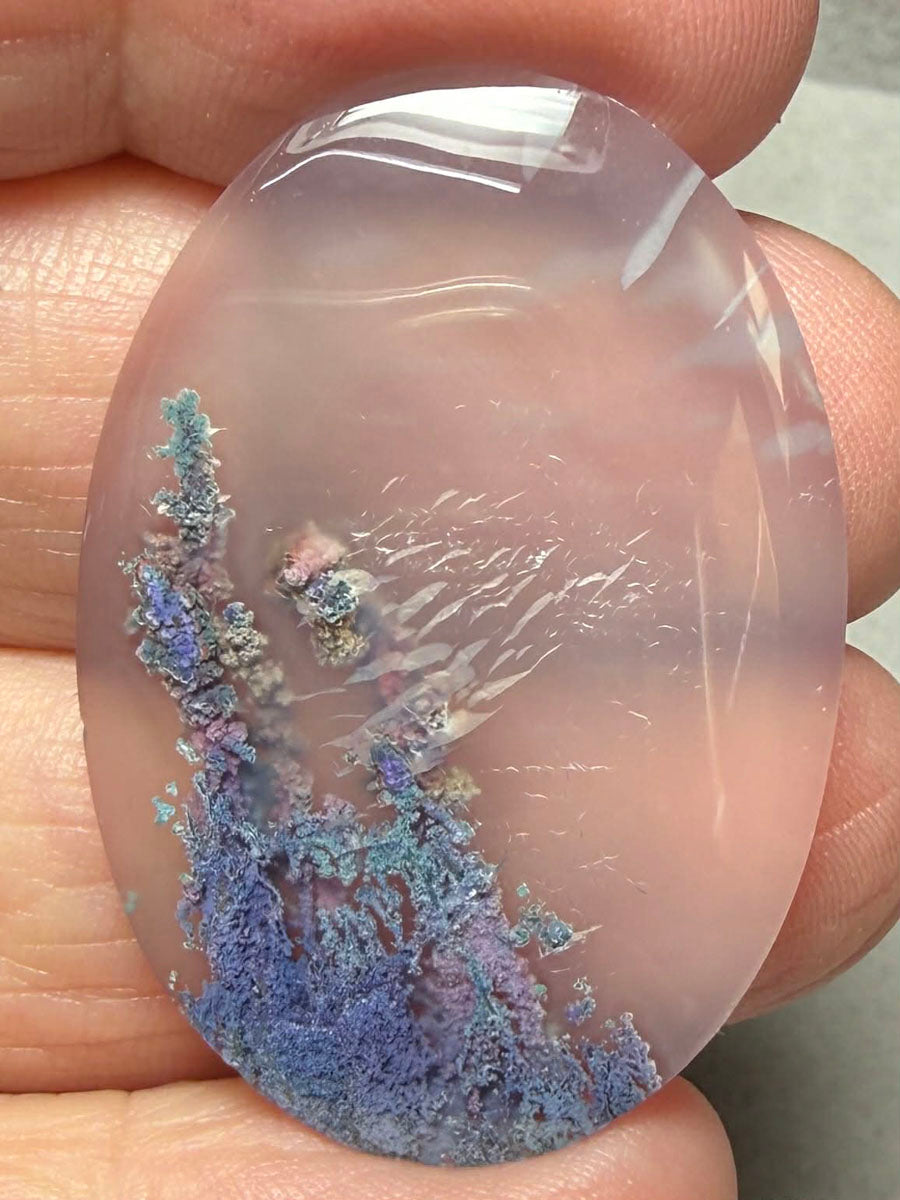 Oval 38x26mm Purple Moss Agate Cabochon 07