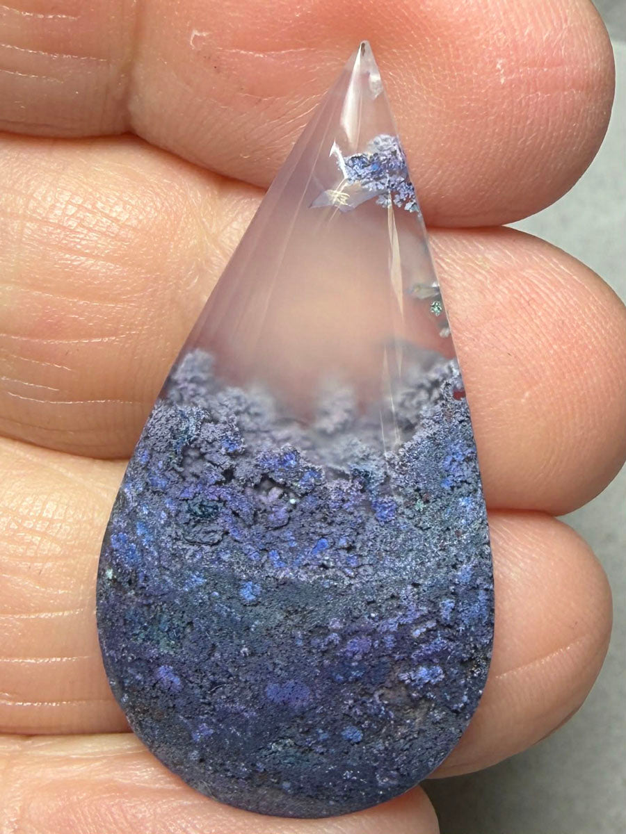 Teardrop 38x19mm Purple Moss Agate Cabochon 10