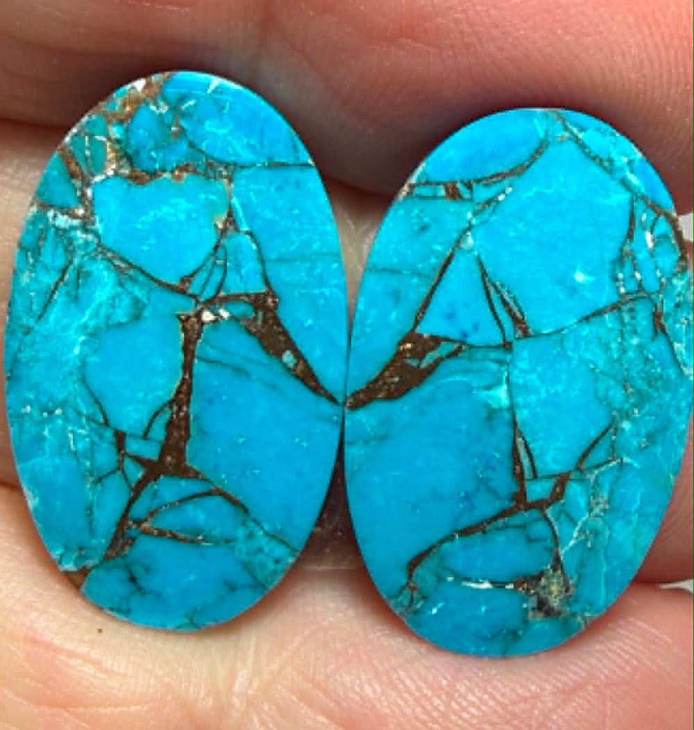 Oval 23x14mm Kingman Turquoise Cabochon Pair 05