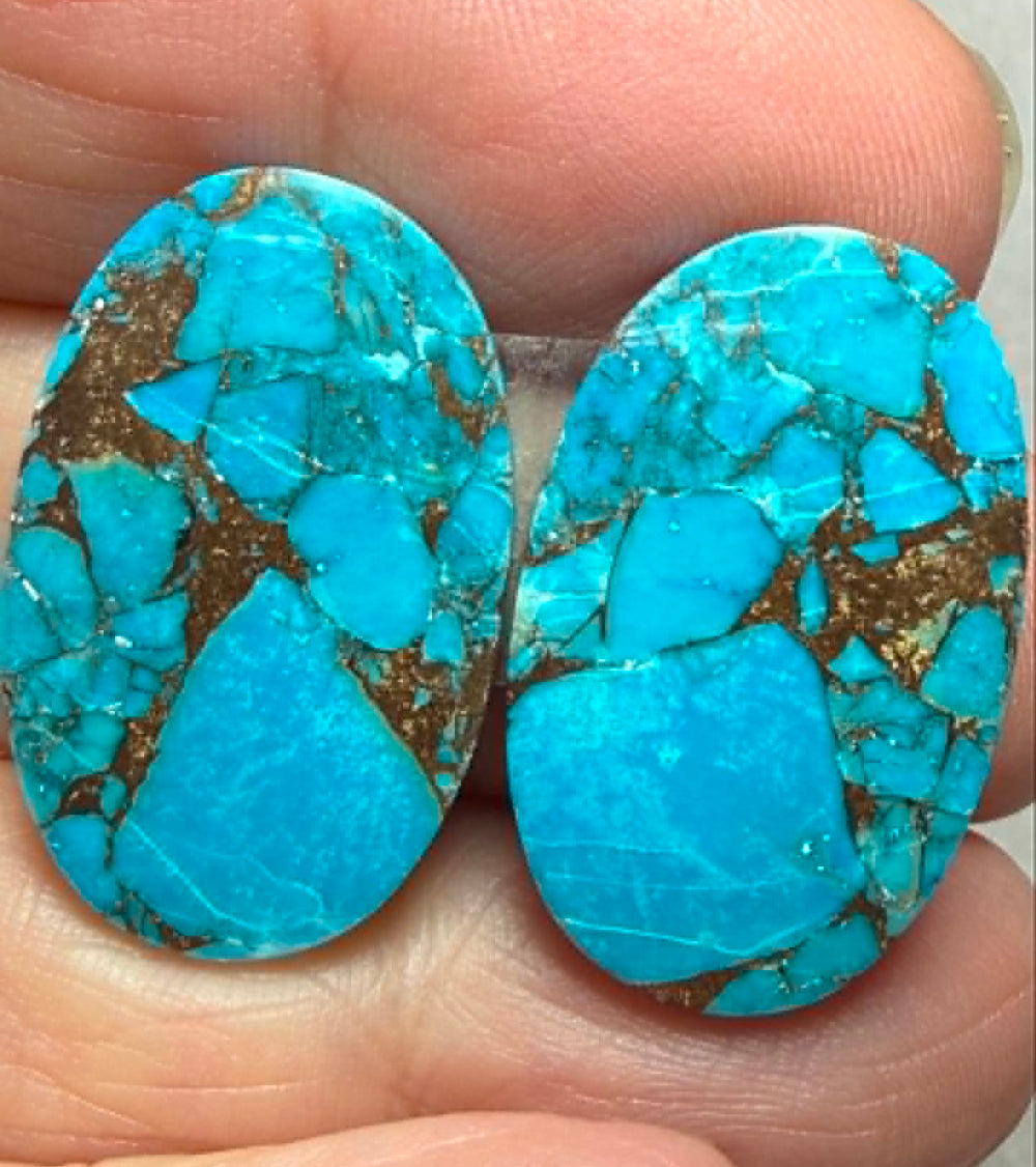 Oval 26x16mm Kingman Turquoise Cabochon Pair 09