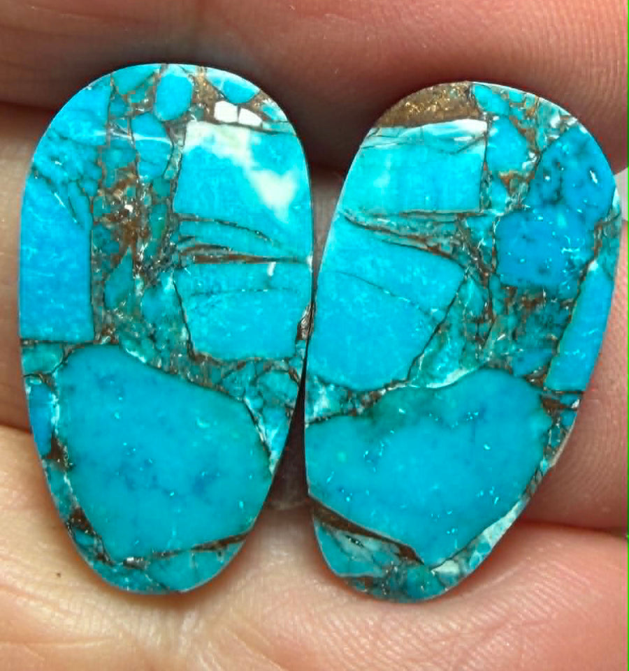 Teardrop 24x13mm Kingman Turquoise Cabochon Pair 10