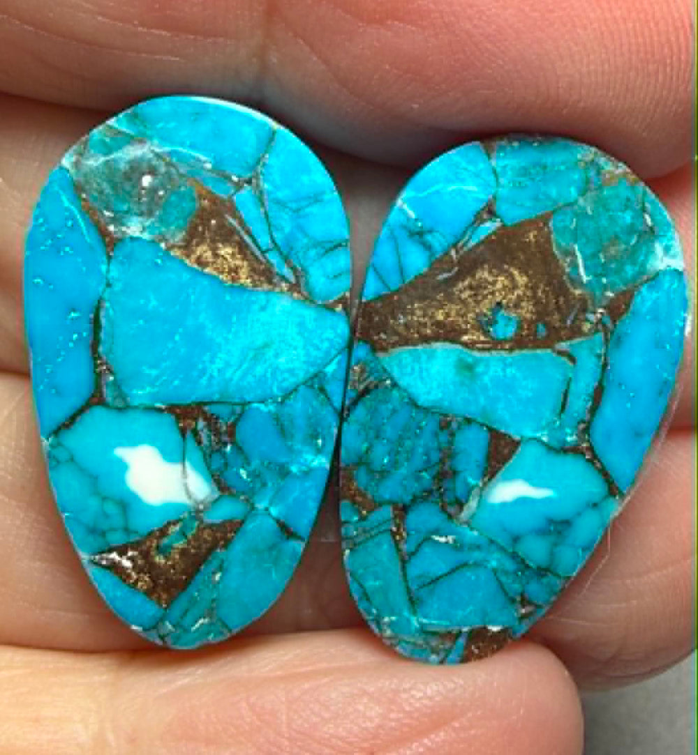 Teardrop 26x15mm Kingman Turquoise Cabochon Pair 13
