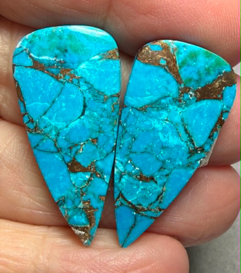 Teardrop 32x15mm Kingman Turquoise Cabochon Pair 14