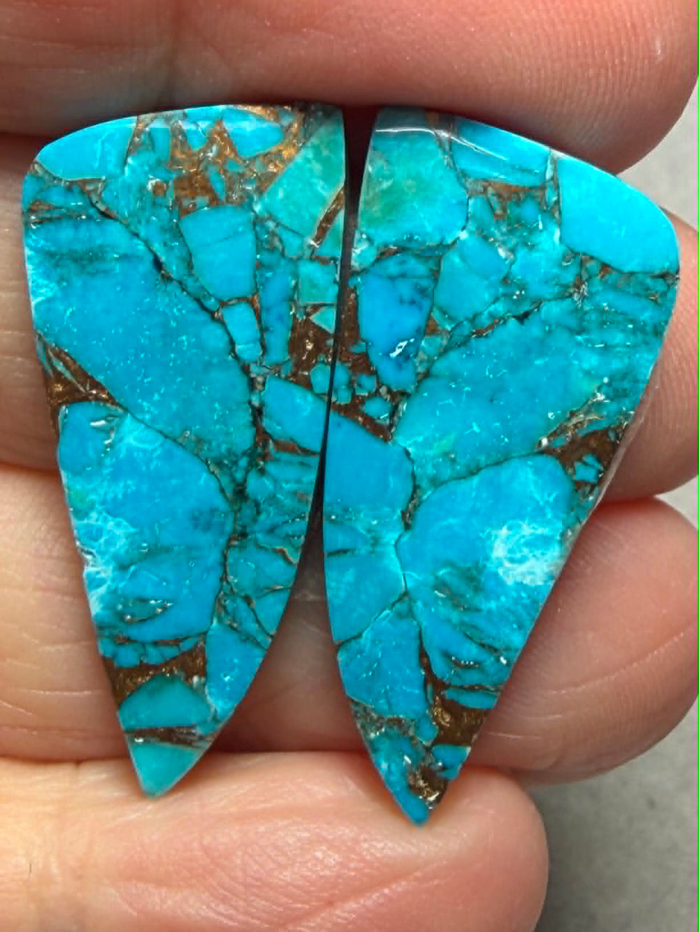 Freeform 32x14mm Kingman Turquoise Cabochon Pair 15