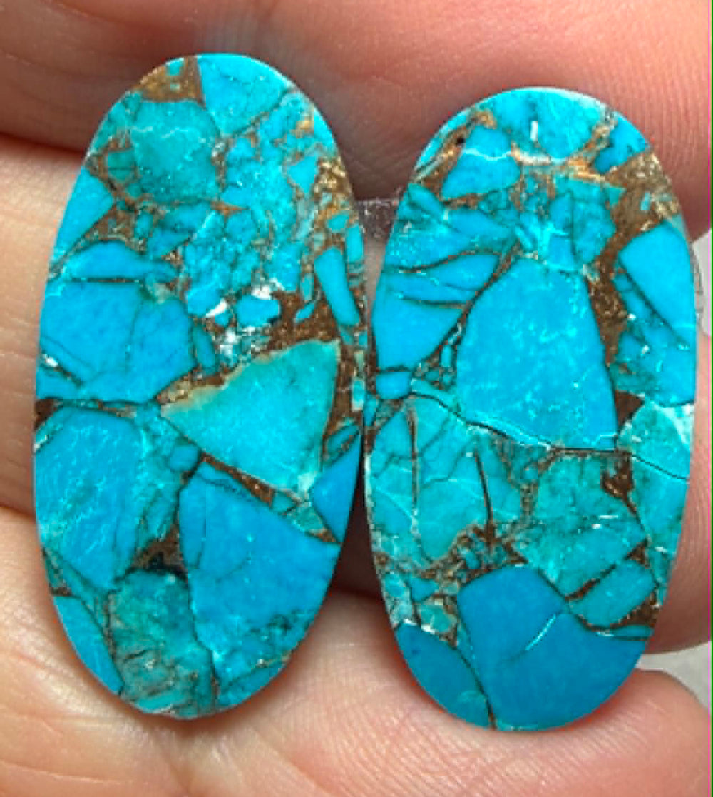 Oval 28x14mm Kingman Turquoise Cabochon Pair 20