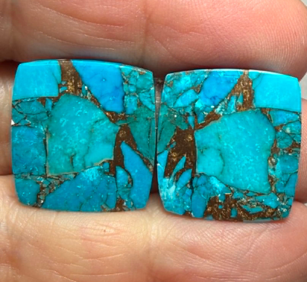 Rectangle 20x19mm Kingman Turquoise Cabochon Pair 21