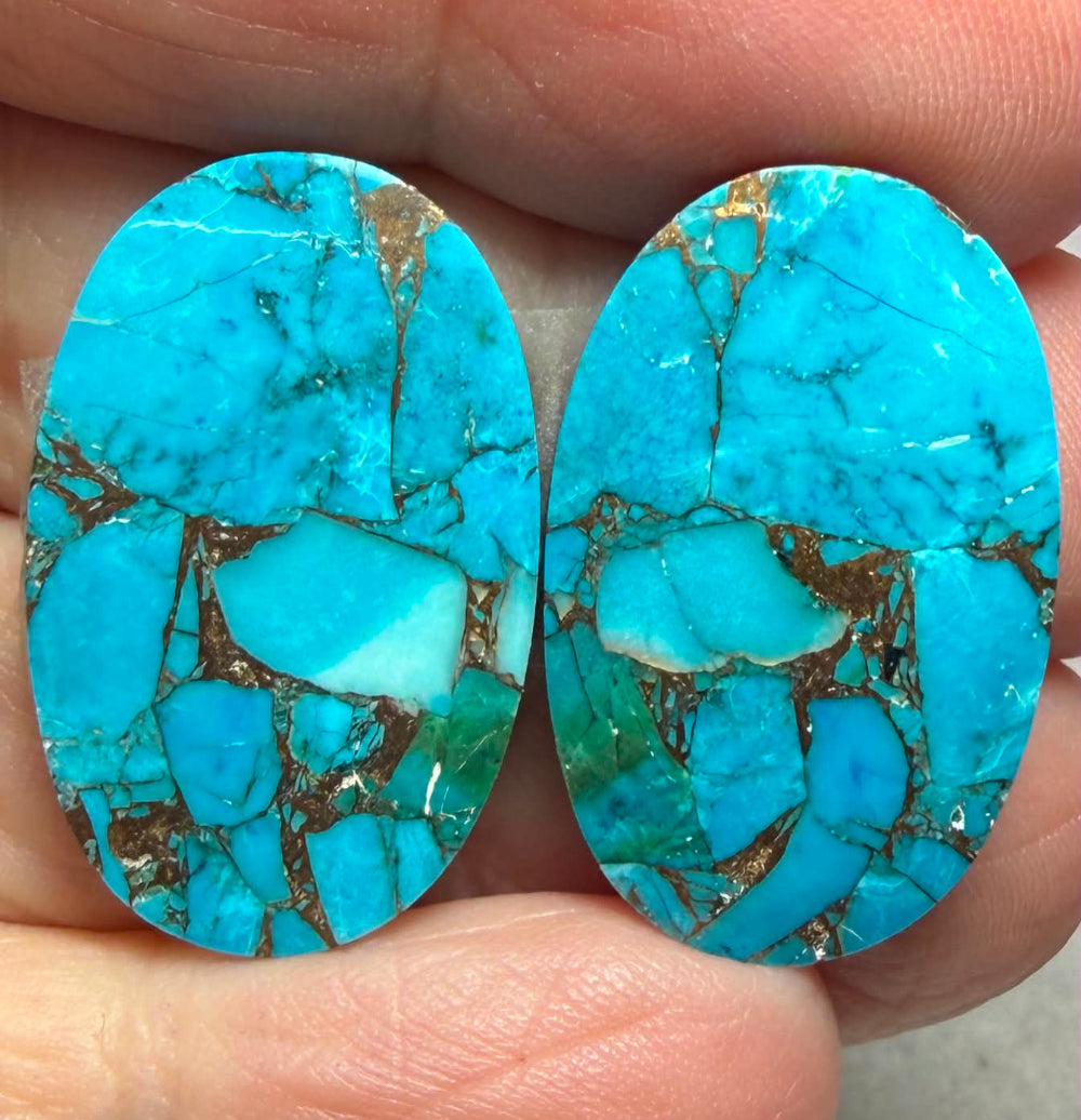 Oval 26x16mm Kingman Turquoise Cabochon Pair 29