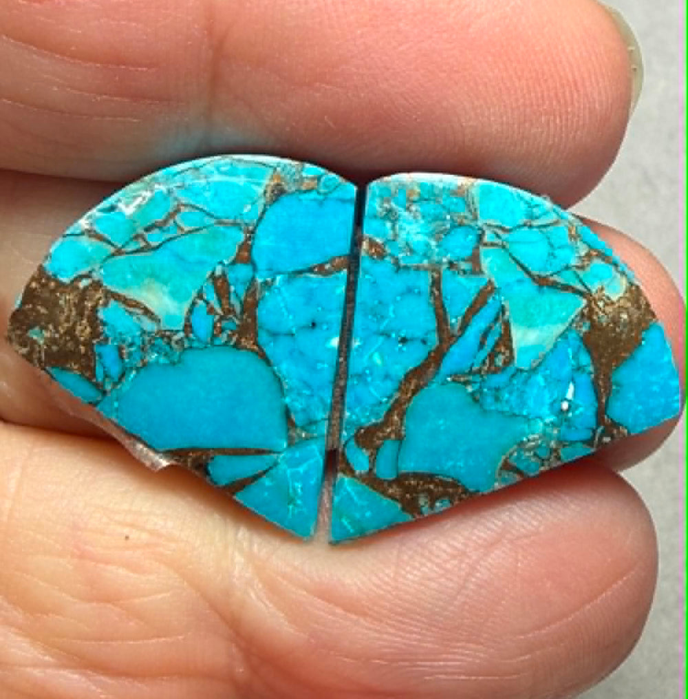 Freeform 22x20mm Kingman Turquoise Cabochon Pair 31