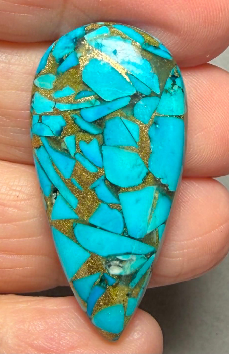 Teardrop 39x19mm Mohave Turquoise Cabochon 28