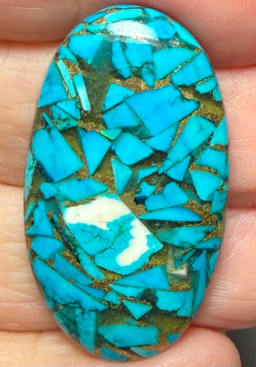 Oval 37x21mm Mohave Turquoise Cabochon 30