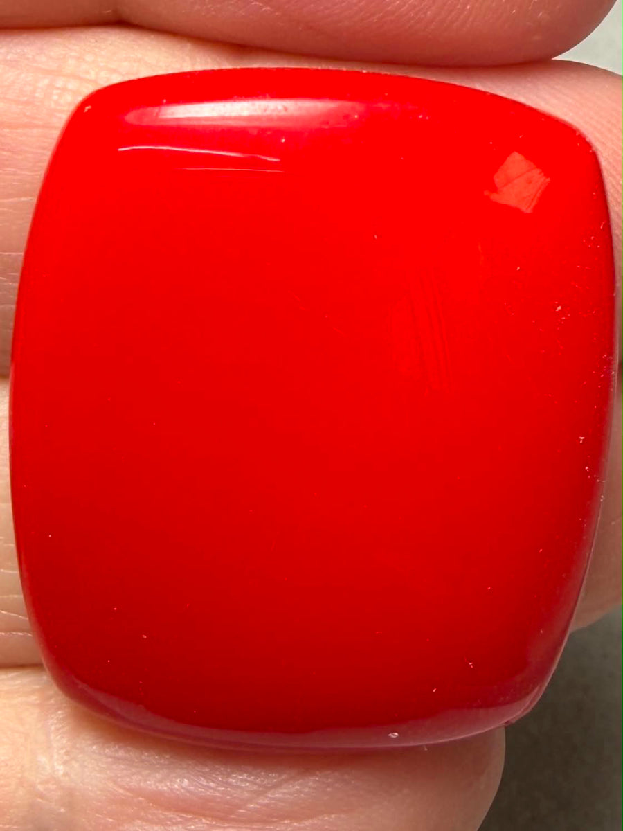 Rectangle 31x27mm Red Coral Cabochon 30