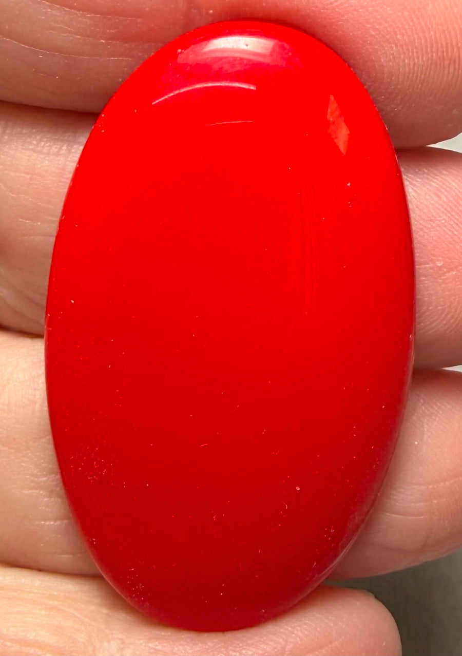 Oval 44x26mm Red Coral Cabochon 32