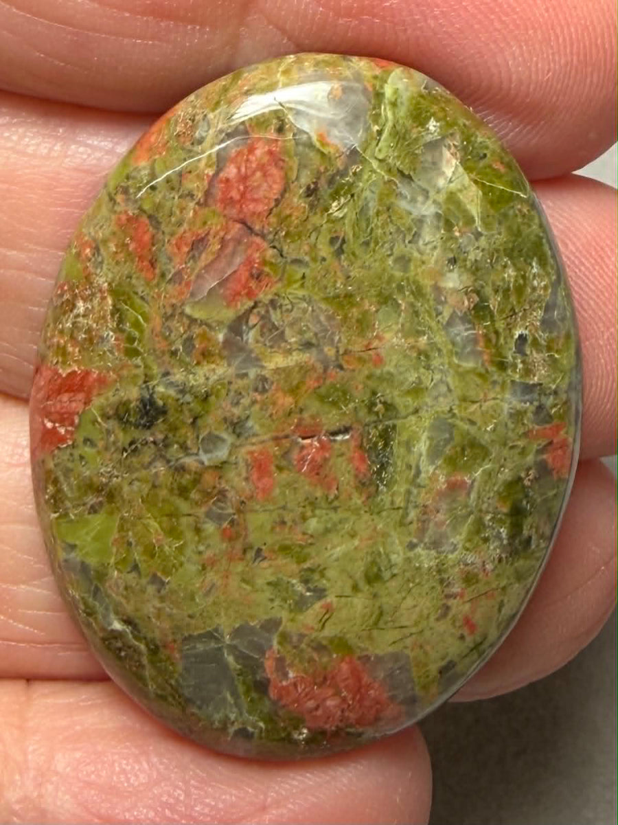 Oval 37x28mm Unakite Cabochon 22