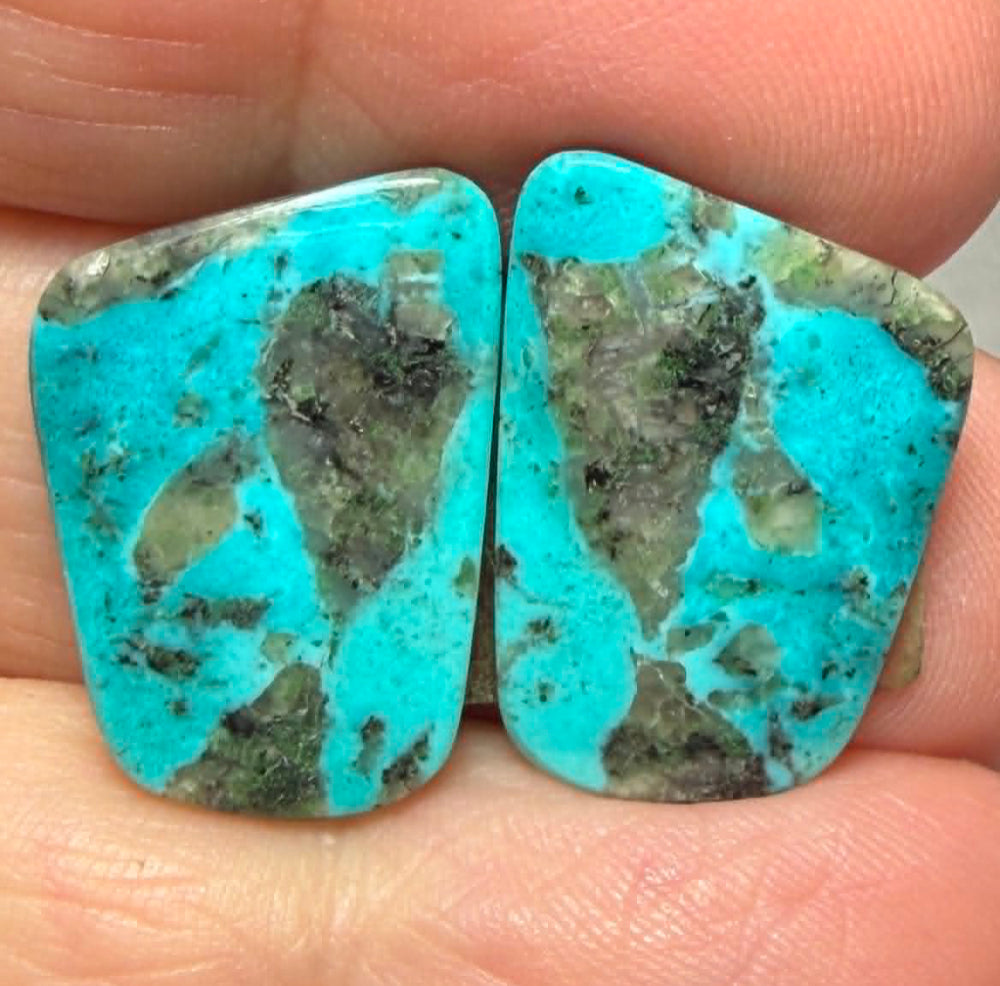 Freeform 20x14mm Arizona Turquoise Cabochon Pair 01