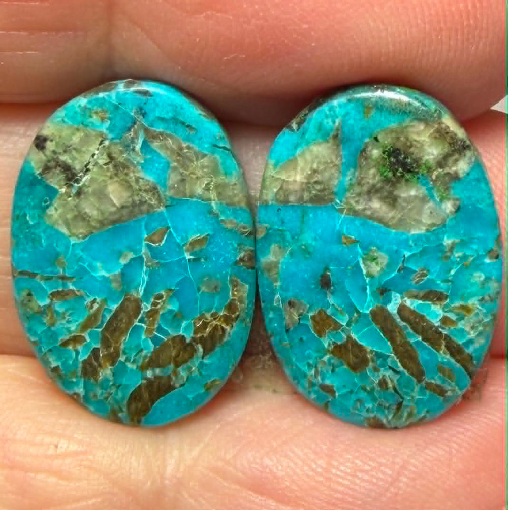 Oval 19x13mm Arizona Turquoise Cabochon Pair 03