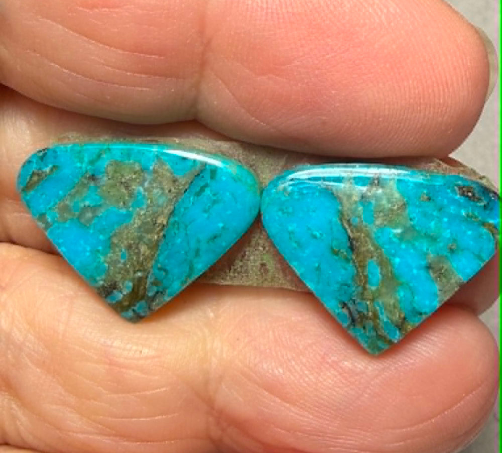 Teardrop 15x20mm Arizona Turquoise Cabochon Pair 04