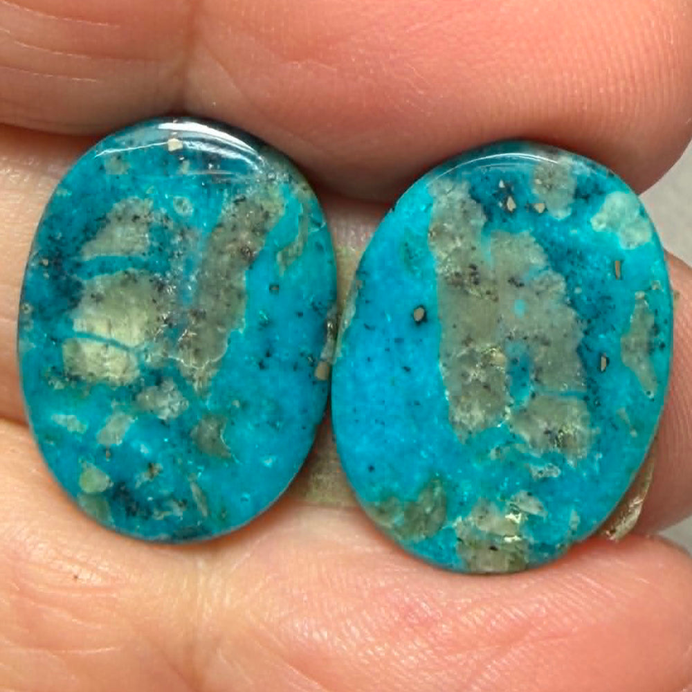 Oval 20x15mm Arizona Turquoise Cabochon Pair 08