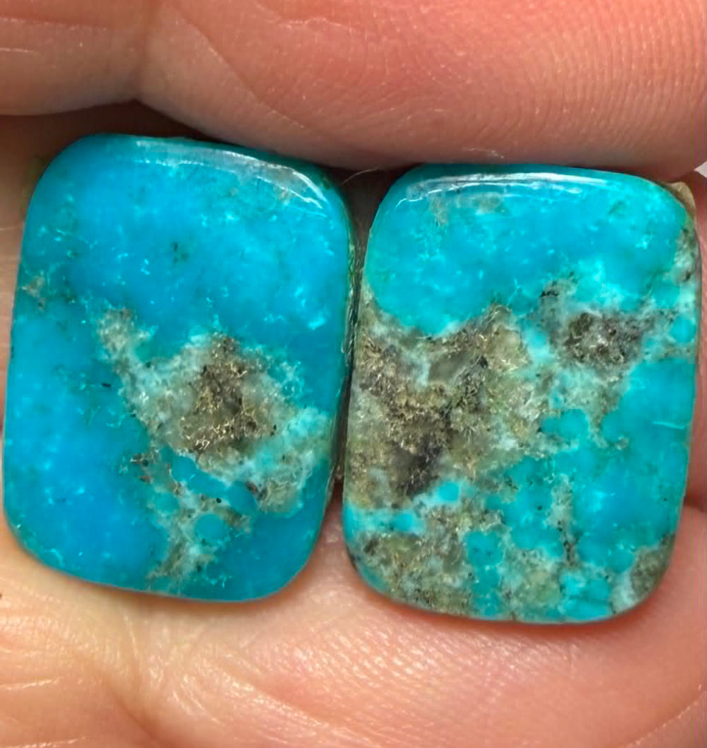 Rectangle 17x13mm Arizona Turquoise Cabochon Pair 11