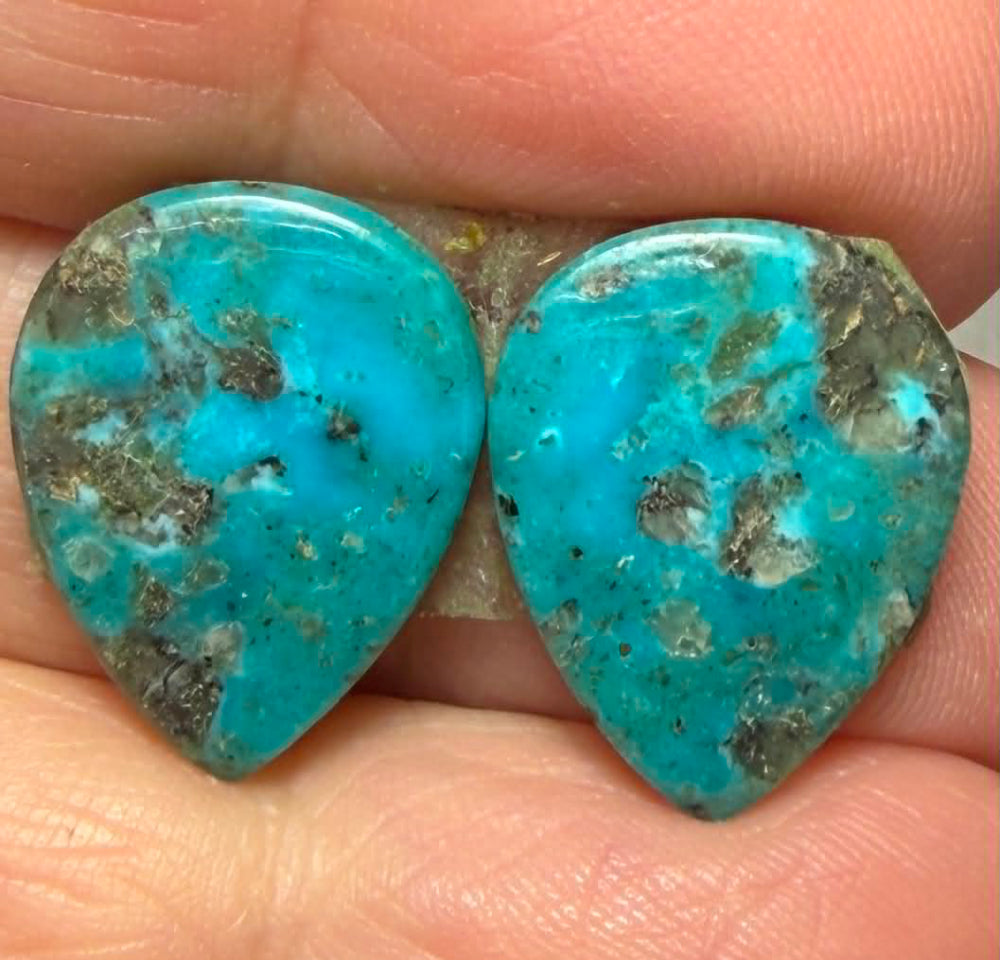 Teardrop 18x14mm Arizona Turquoise Cabochon Pair 13