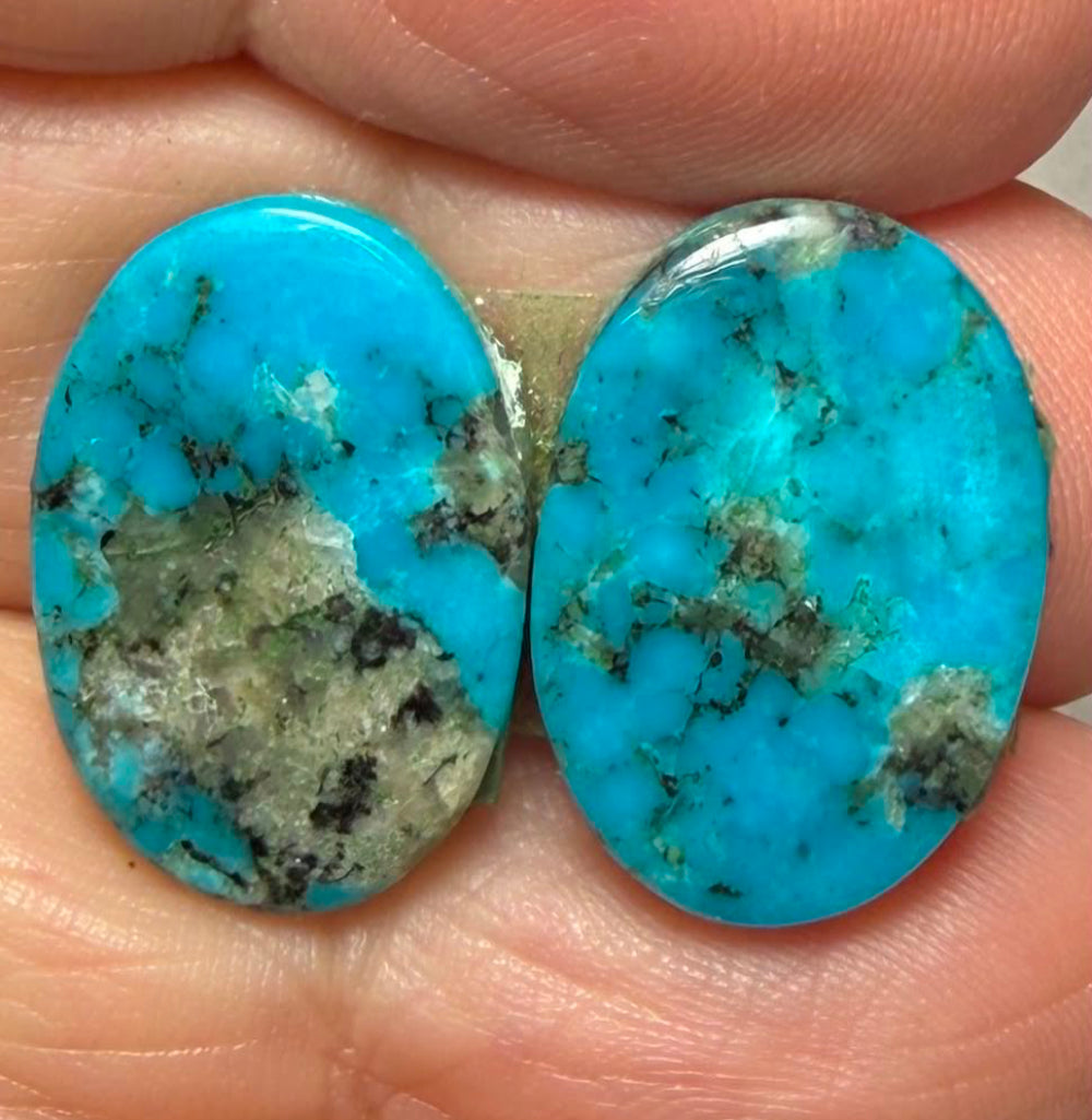 Oval 19x13mm Arizona Turquoise Cabochon Pair 26