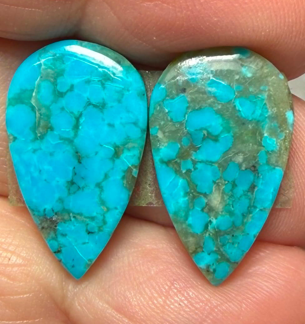 Teardrop 21x12mm Arizona Turquoise Cabochon Pair 29