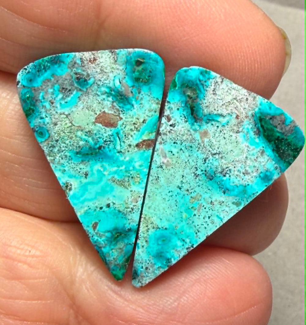 Freeform 26x17mm Malachite Chrysocolla Cabochon Pair 17