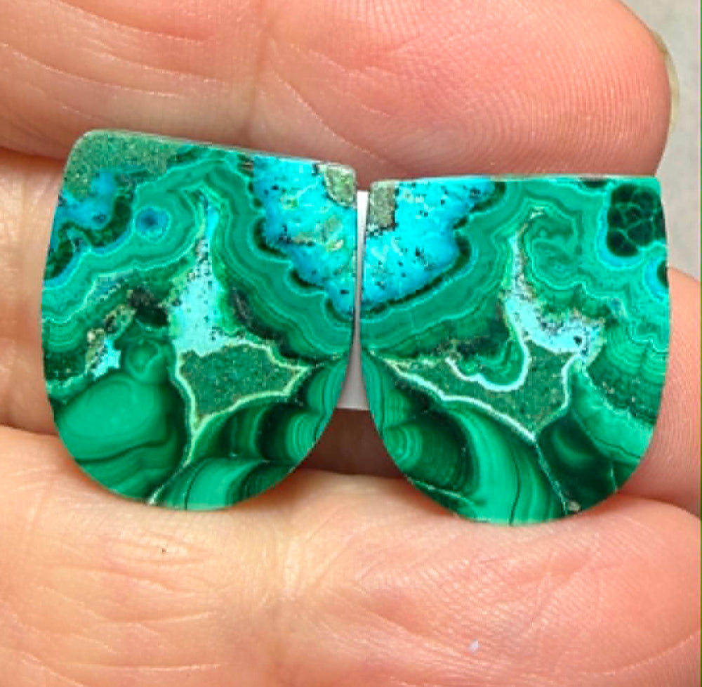 Freeform 18x16mm Arizona Turquoise Cabochon Pair 23