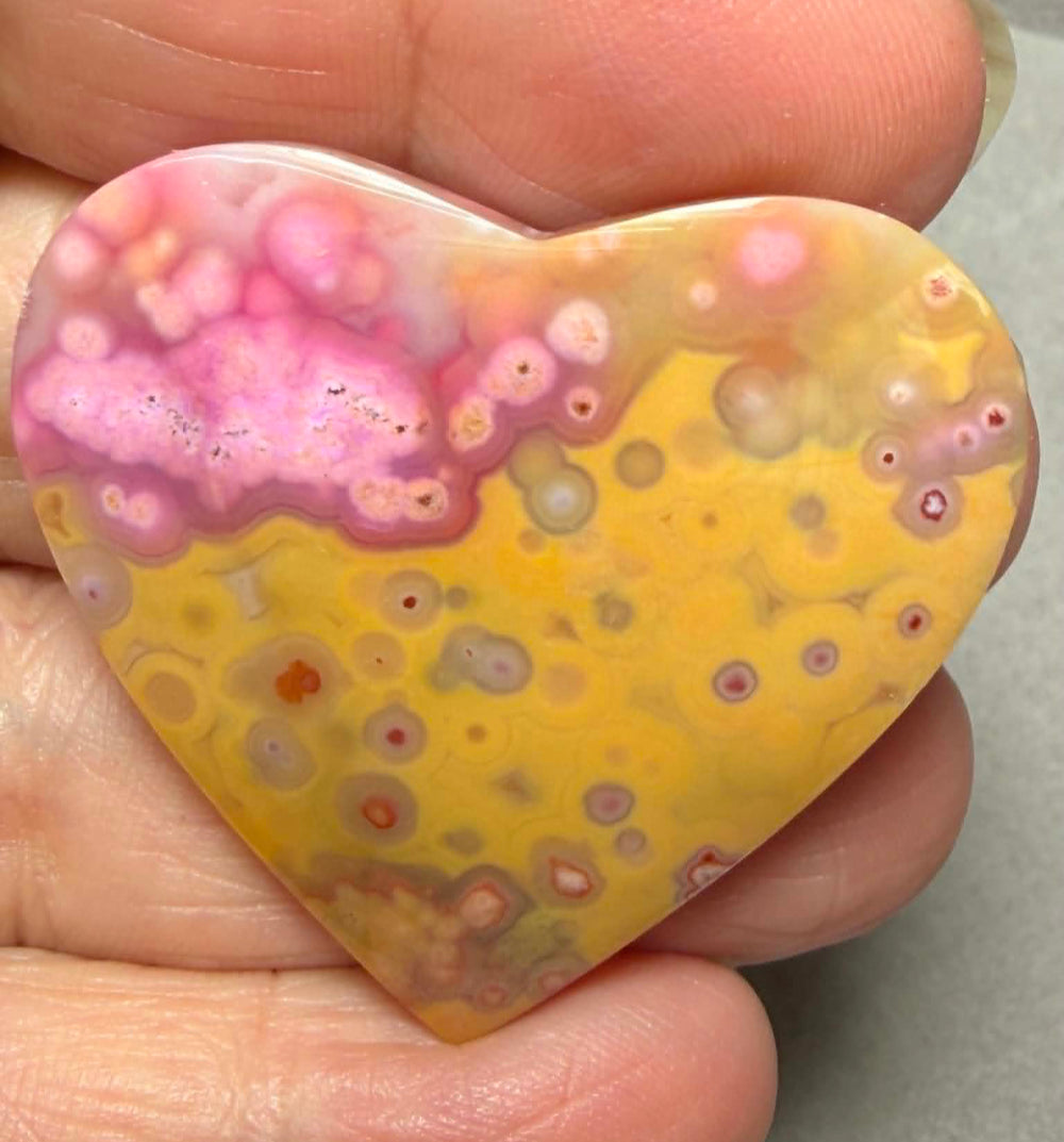 Heart 37x40mm Coloured Ocean Jasper Cabochon 17
