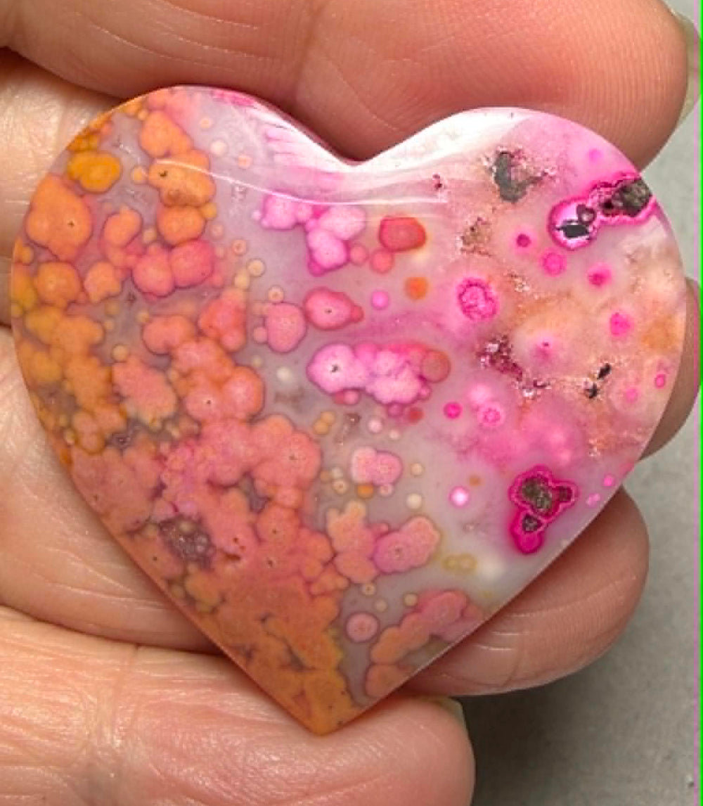 Heart 38x39mm Coloured Ocean Jasper Cabochon 19