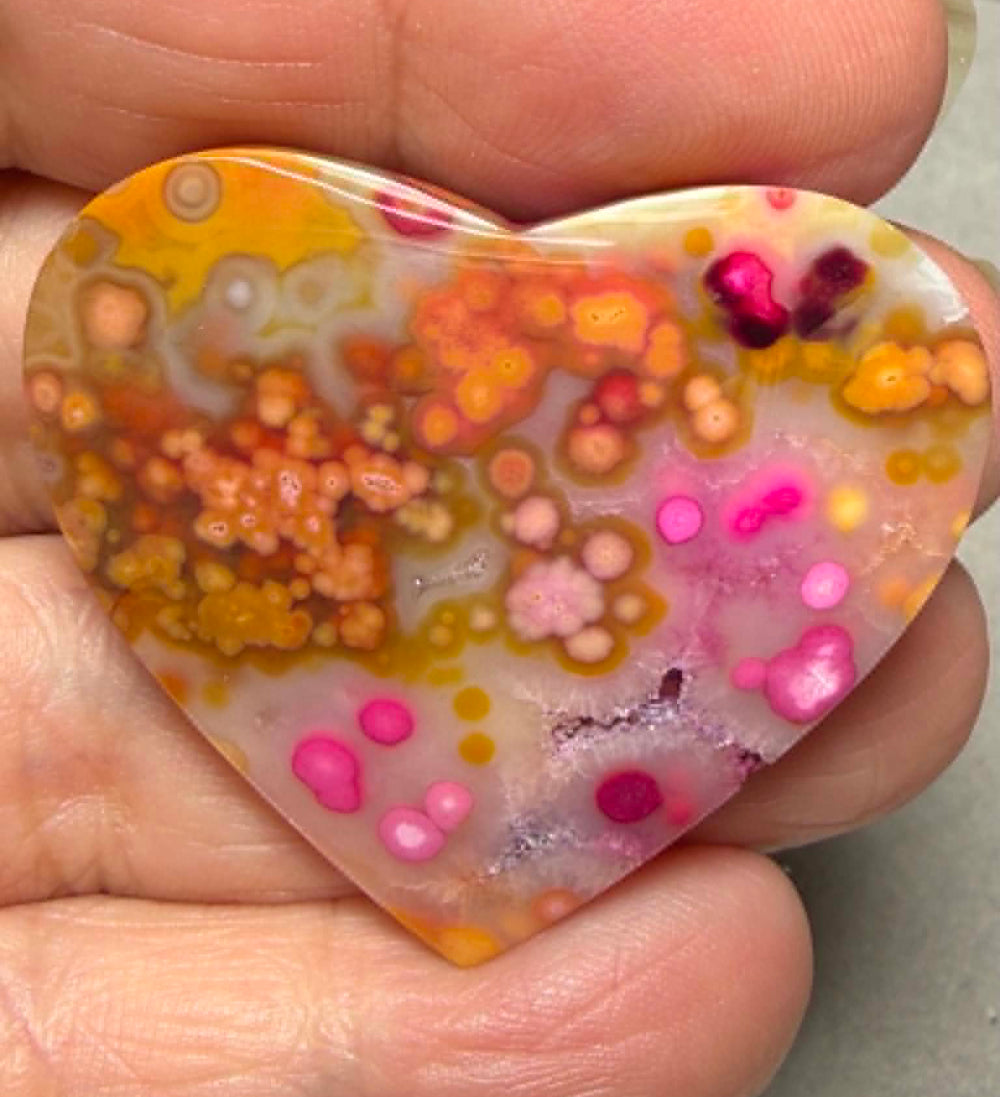 Heart 35x40mm Coloured Ocean Jasper Cabochon 22