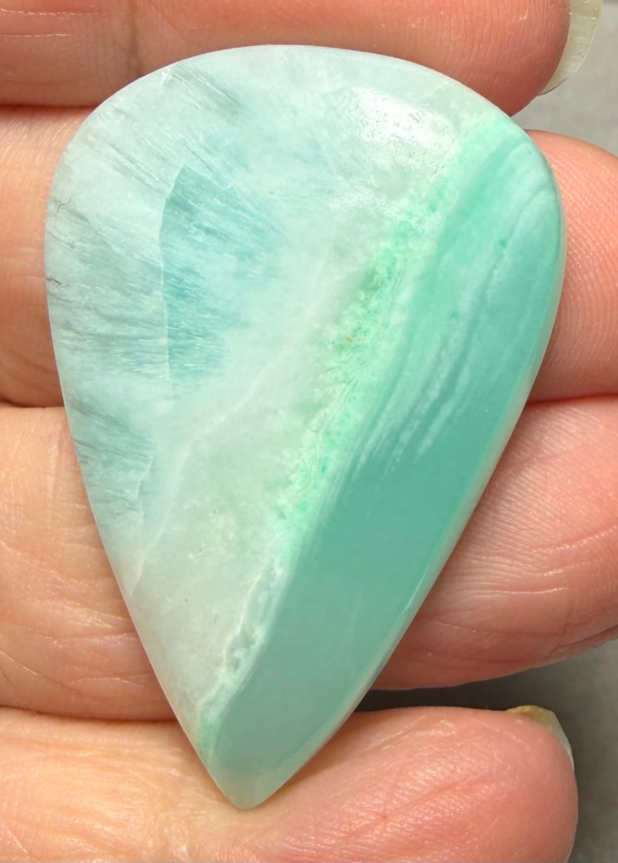 Teardrop 42x29mm Caribbean Blue Calcite Cabochon 44