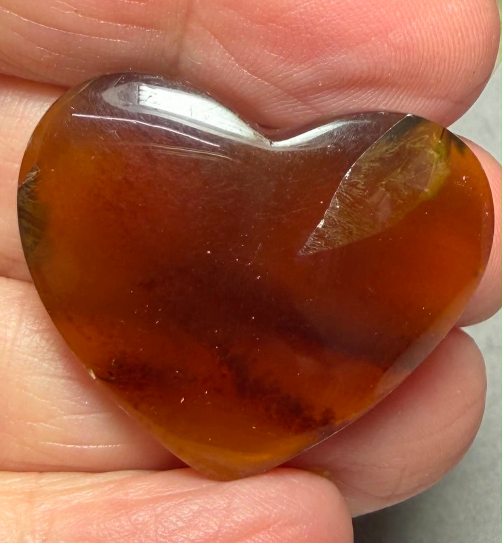 Heart 28x32mm Indonesian Red Amber Cabochon 14