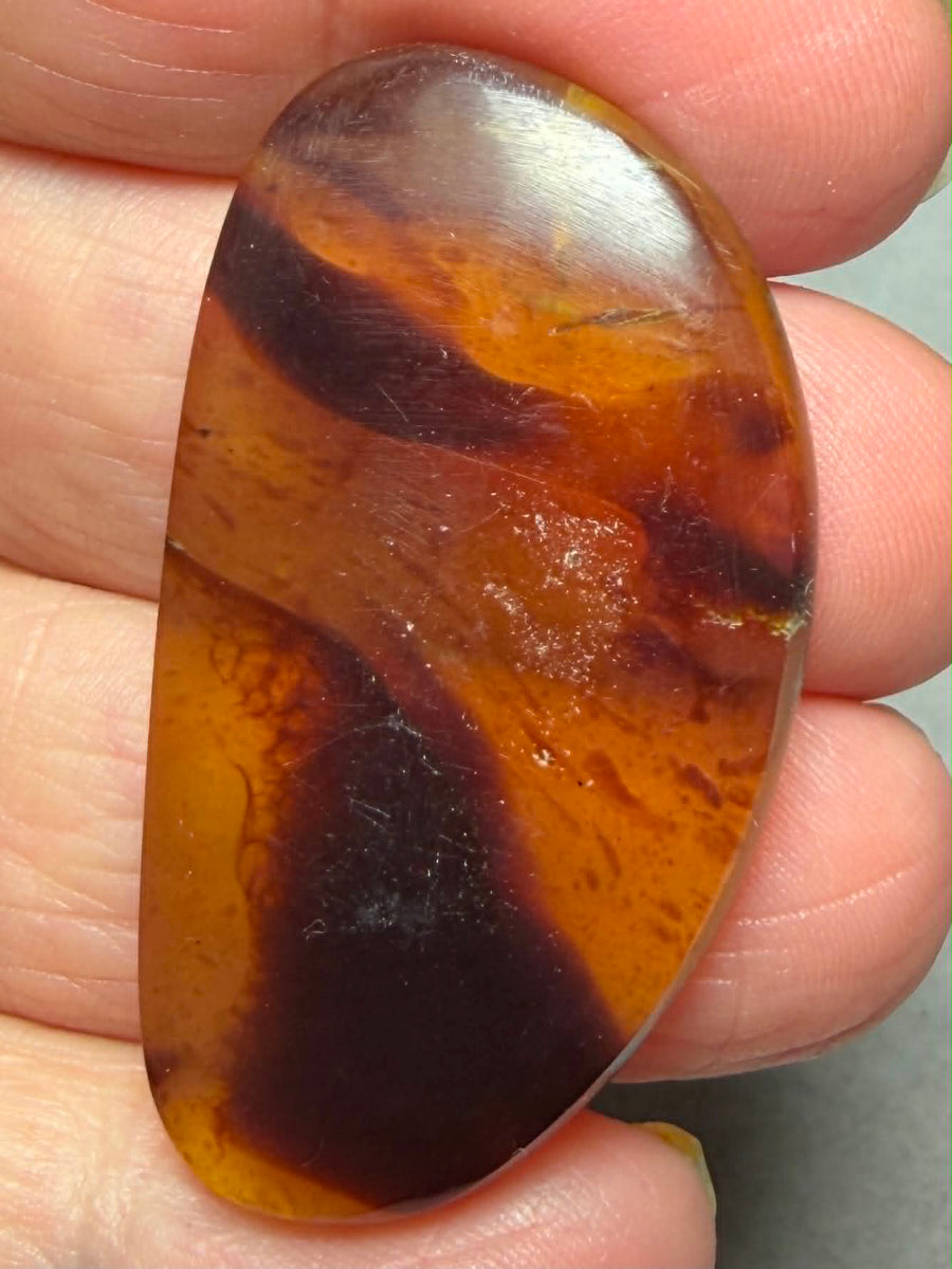 Freeform 43x24mm Indonesian Red Amber Cabochon 25