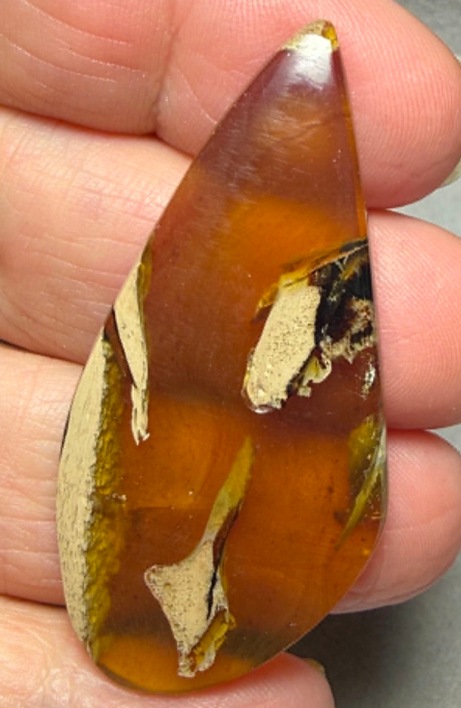 Freeform 52x25mm Indonesian Red Amber Cabochon 28