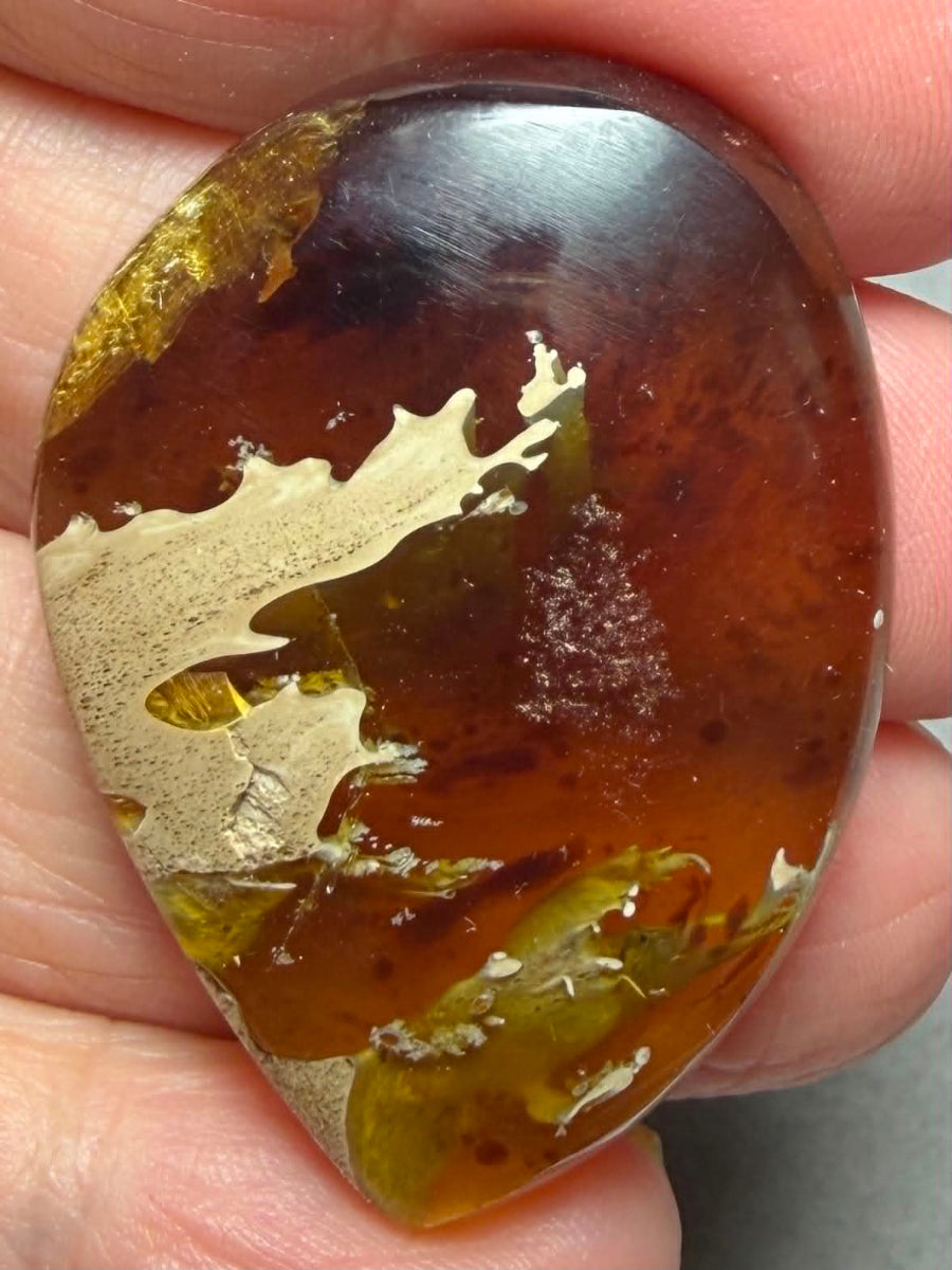 Freeform 41x30mm Indonesian Red Amber Cabochon 32